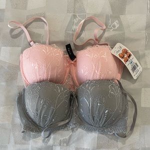 NWT • (2) Pink and Grey Bra